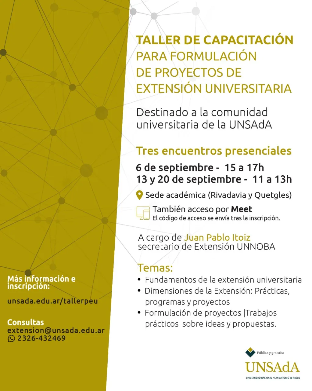 Taller de capacitación para la formulación de Proyectos de Extensión ...